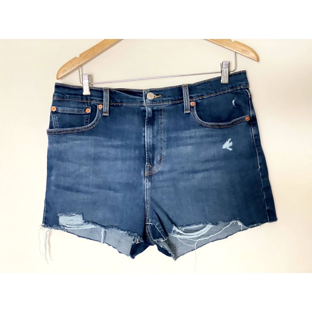 Levi's High Rise Denim Jean Shorts Size 32 Frayed Hem casual NEW with tag F44